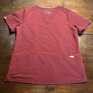 FIGS Burgundy Casma 3 pocket top